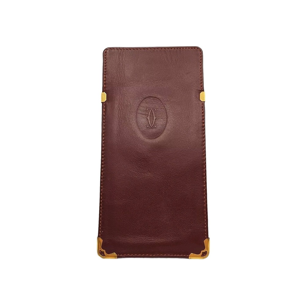 Vintage Cartier Paris Burgundy Leather Soft Case  Eyeglass Case Gold Detailing